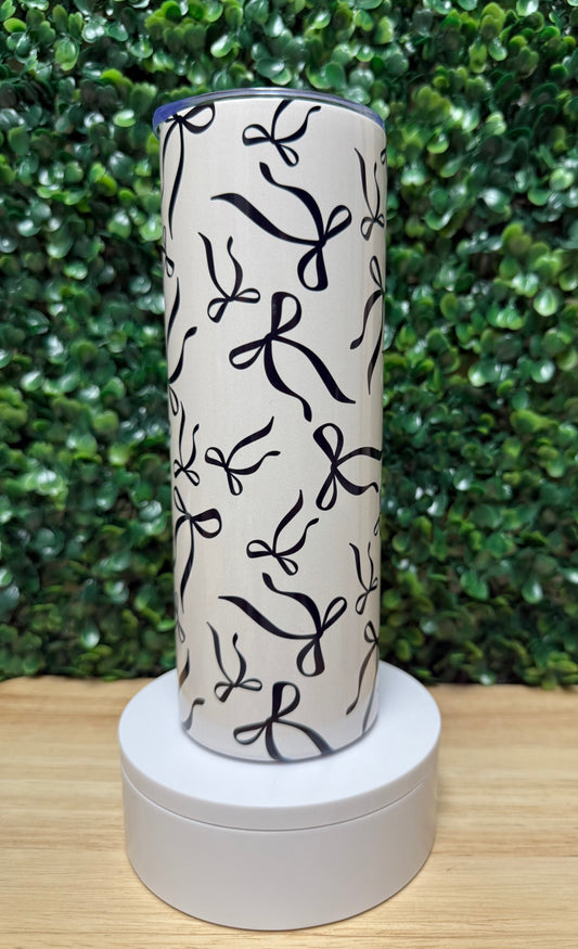 Elegant Bows Stainless Steel Tumbler & Matching Car Cup Coaster Set