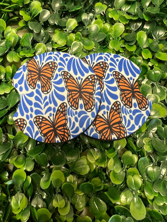 Blue Talavera Butterfly Car Cup Coasters