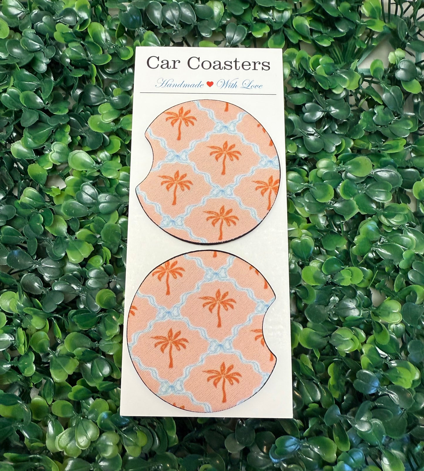 Coquette palm trees car cup coasters