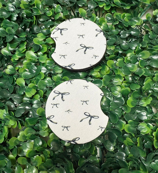 Simple Black Bows Car Cup Coasters