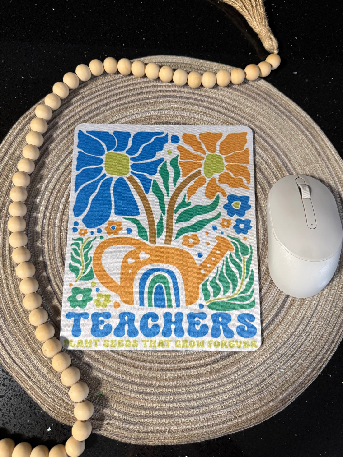 Boho floral teacher mouse pad