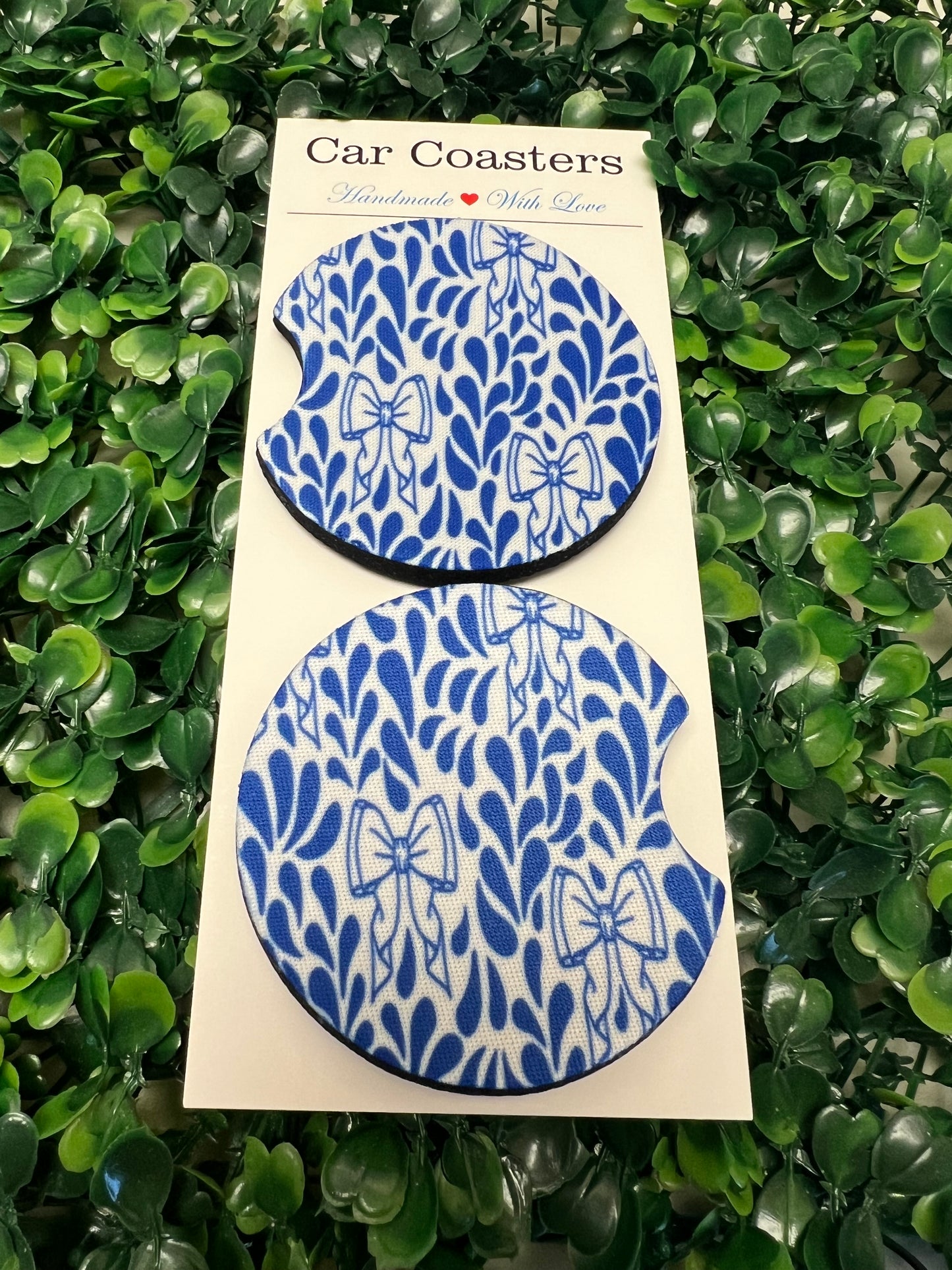 Blue Talavera Bows Stainless Steel Tumbler & Matching Car Cup Coaster Set