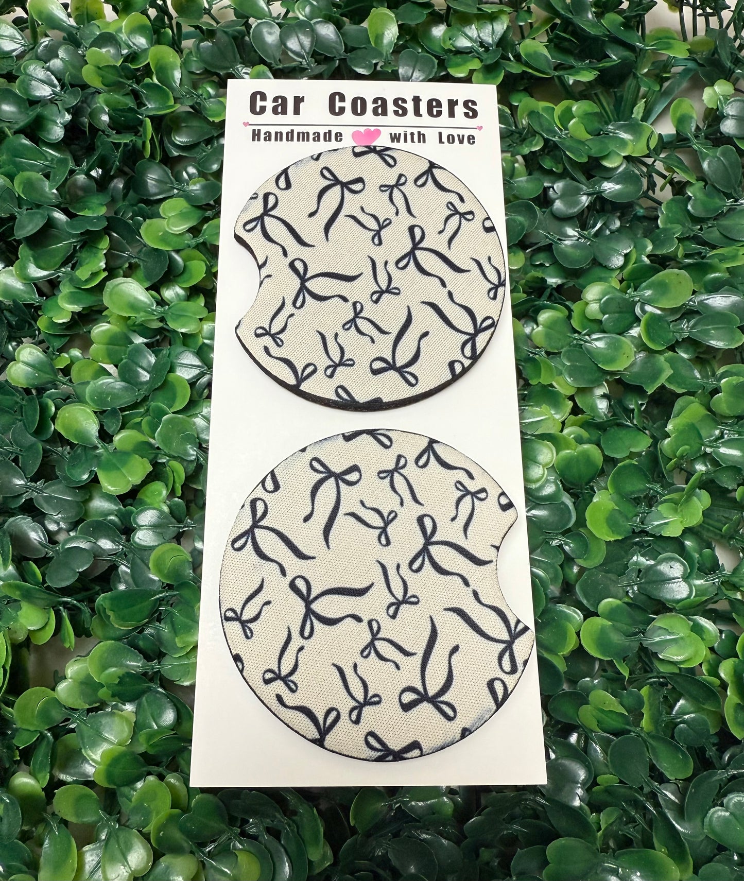 Elegant Bows Stainless Steel Tumbler & Matching Car Cup Coaster Set