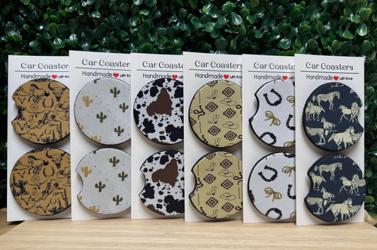 Western cactus car cup coasters