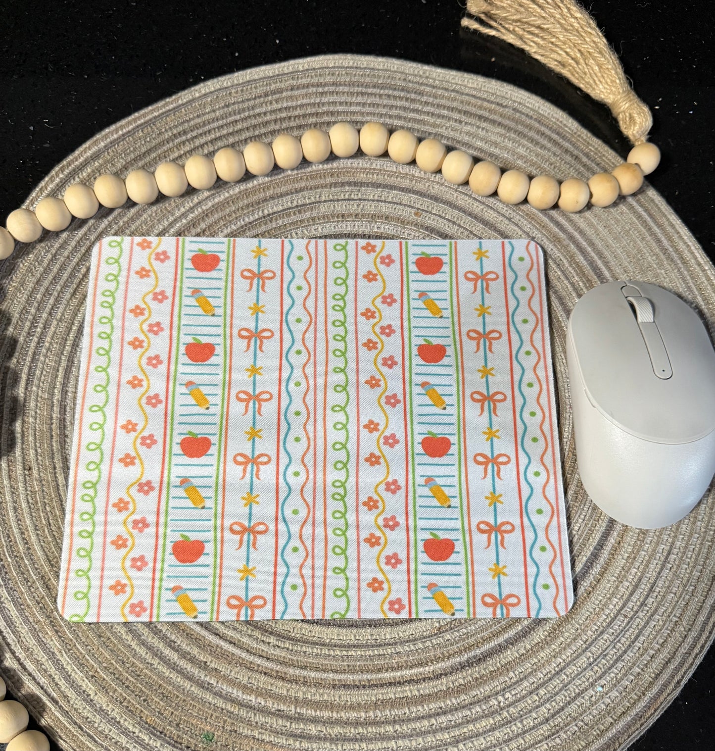 Preppy coquette teacher mouse pad