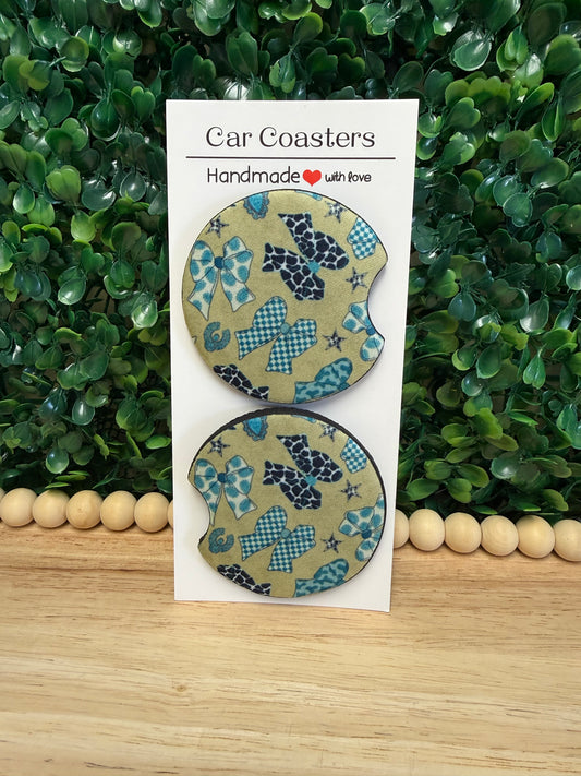Beige Western Bows 20 oz Tumbler W/ FREE matching set of Car Coasters!
