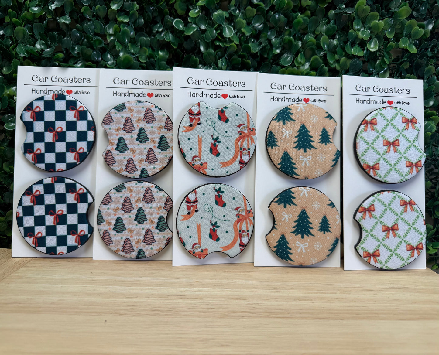 Tree wreath car cup coasters