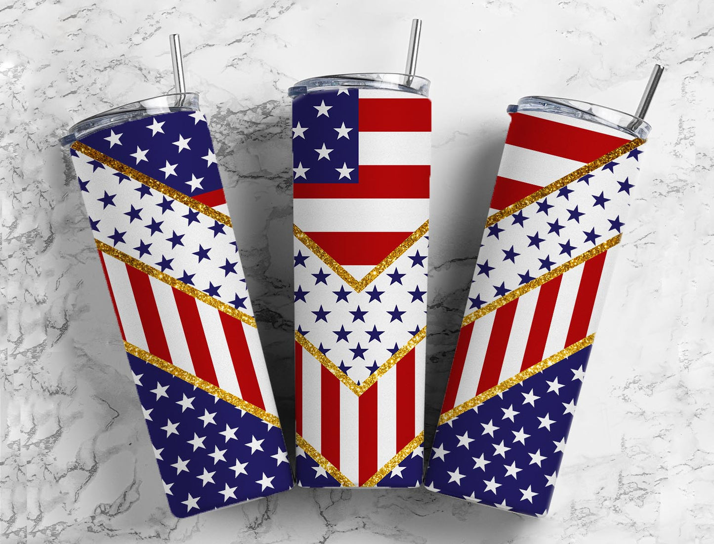Split V Stars & Stripes Stainless Steel Tumbler