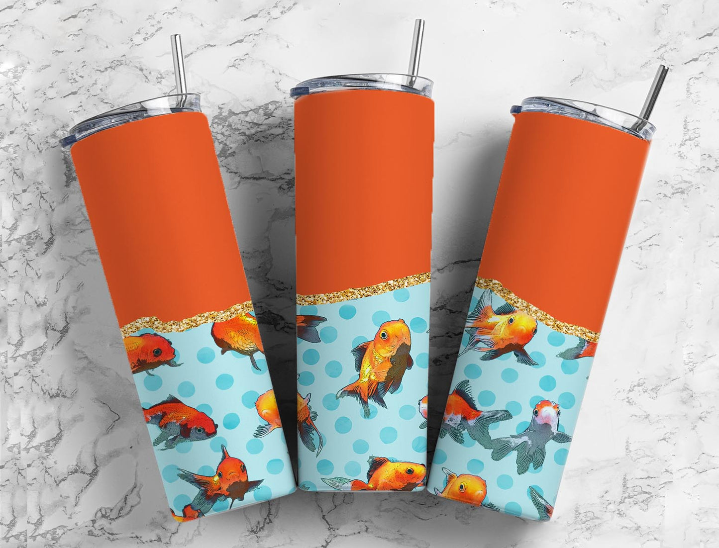 Split Gold Design- Goldfish Stainless Steel Tumbler