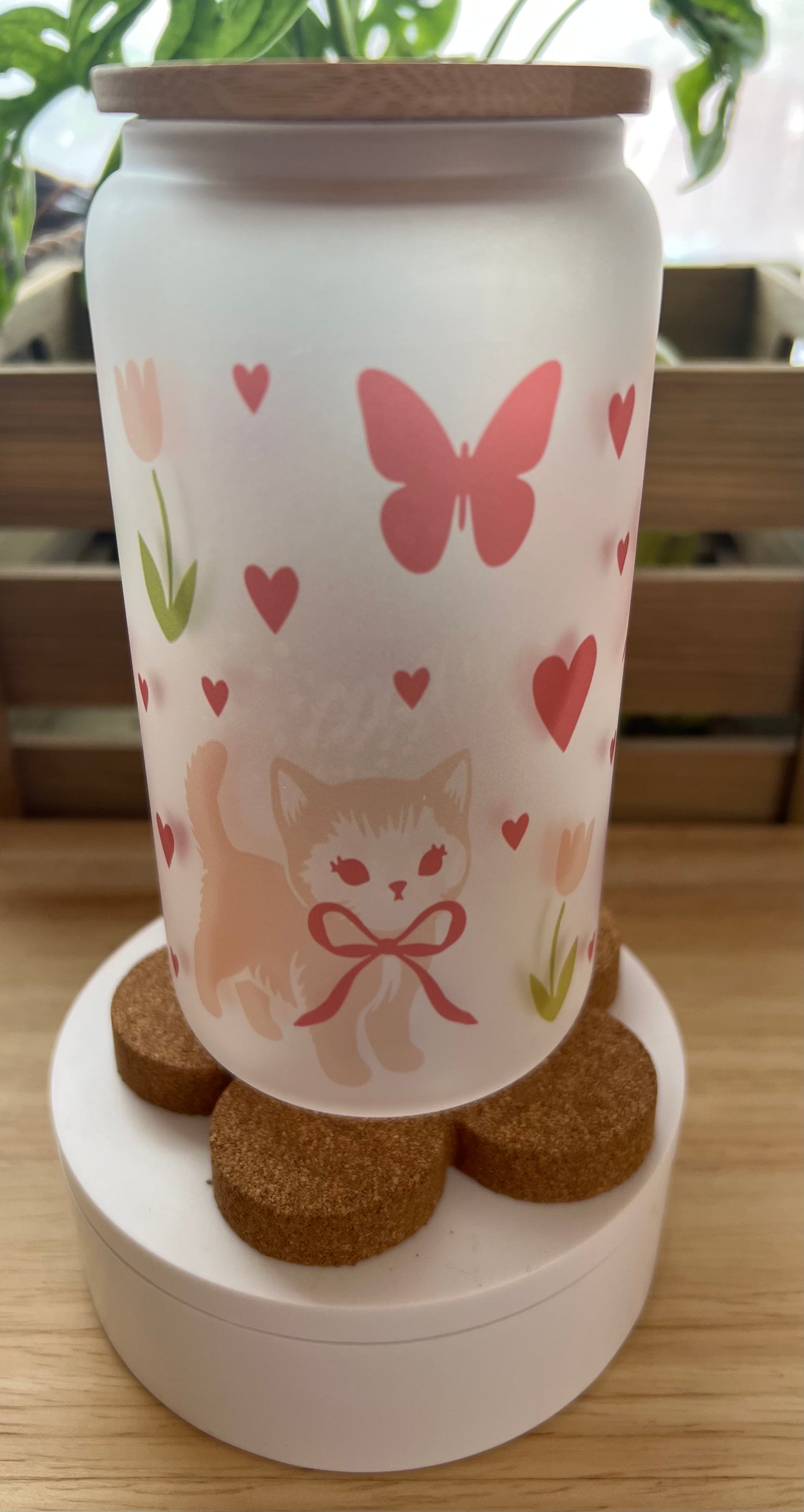 Coquette Kitty Frosted Glass