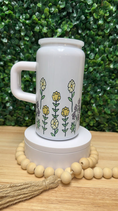Wild Flowers Stainless Steel Tumbler W/Handle