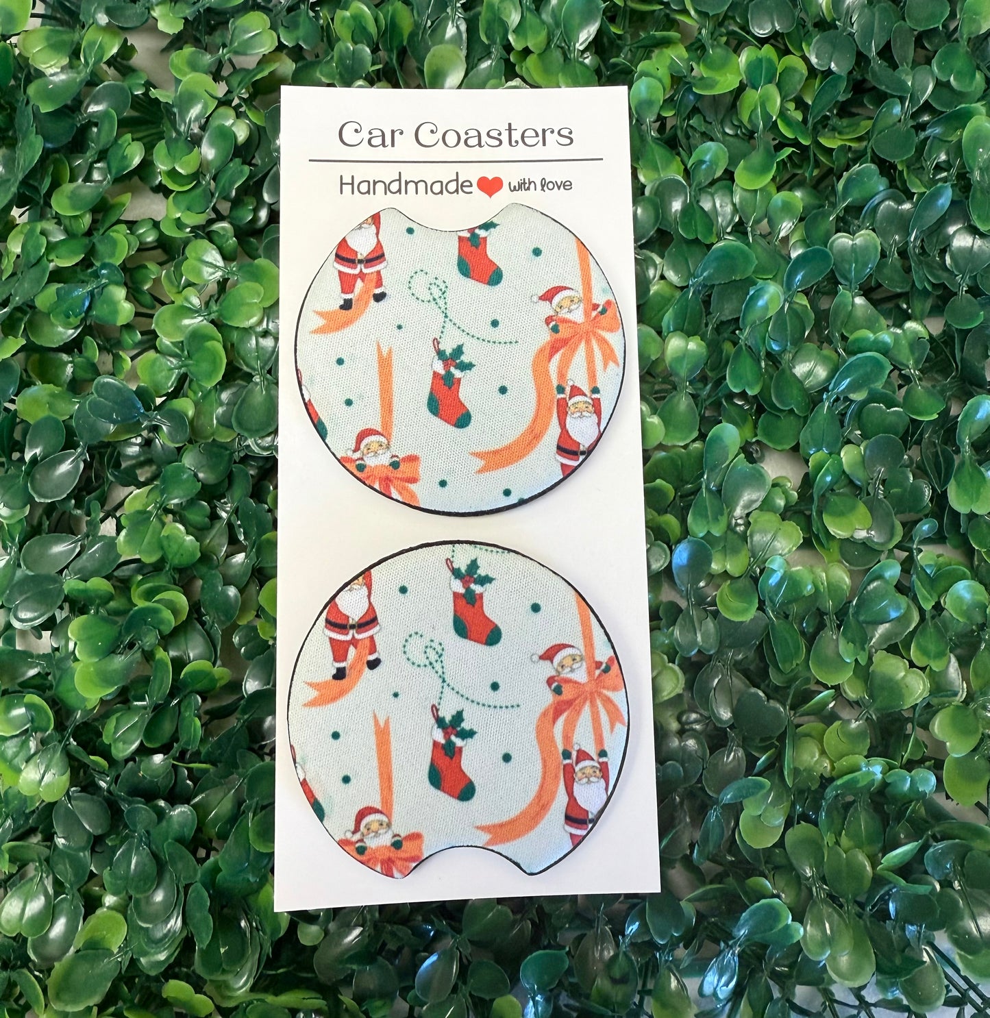 Santa Ribbon Car Cup Coasters