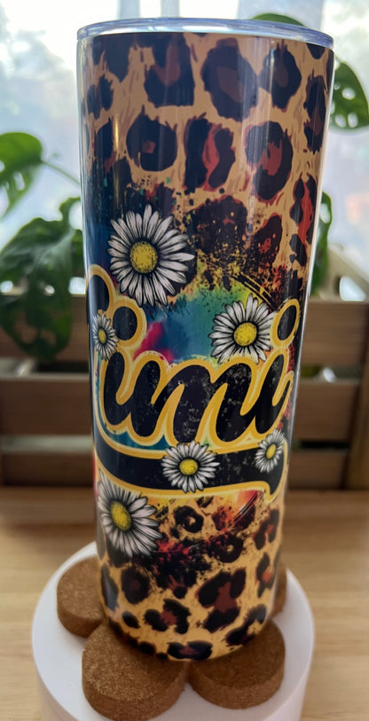 Mimi Cheetah & Daisies Stainless Steel Tumbler