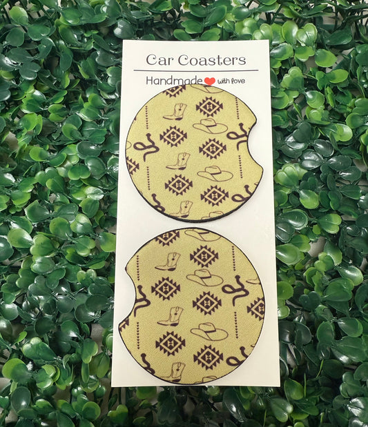 Tribal boots car cup coasters