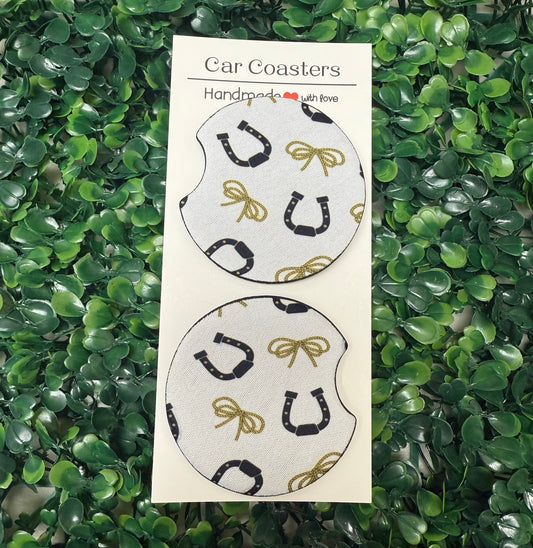 Horseshoe's & bows car cup coasters