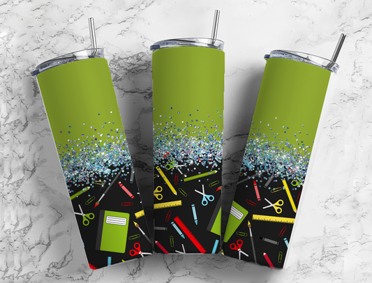 Glitter Green School Supplies Stainless Steel Tumbler