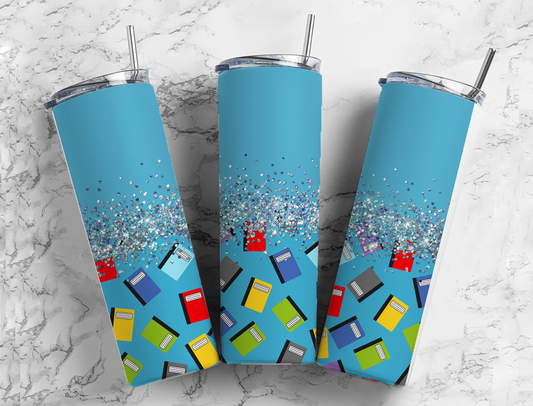 Glitter Blue Notebooks Stainless Steel Tumbler