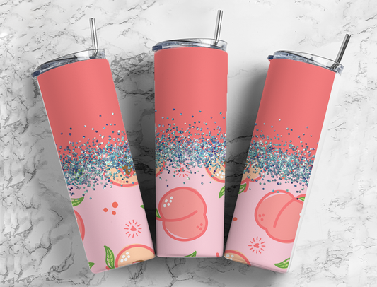 Glitter Peach Stainless Steel Tumbler