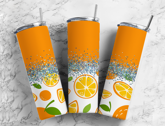 Glitter Sliced Oranges Stainless Steel Tumbler