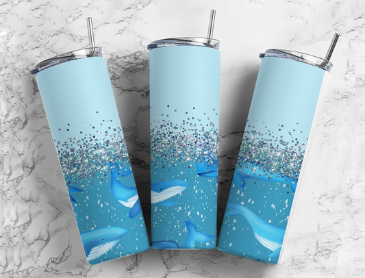 Glitter Blue Whale Stainless Steel Tumbler