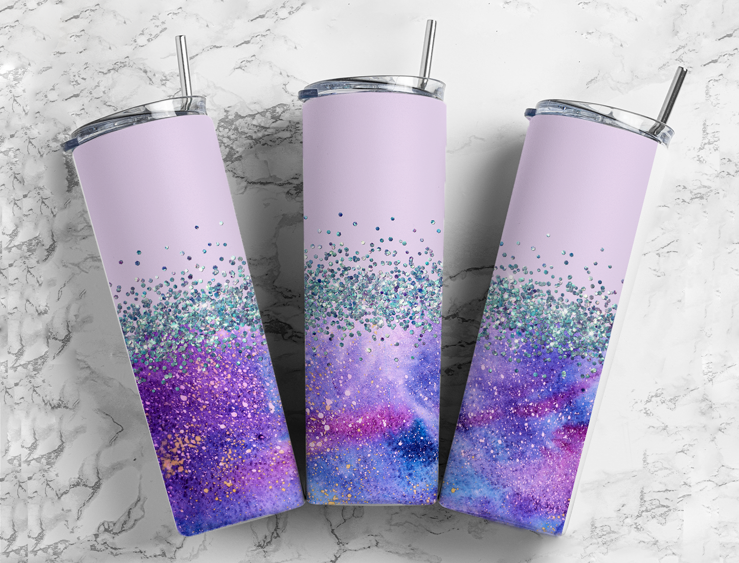 Glitter Purple Galaxy Stainless Steel Tumbler