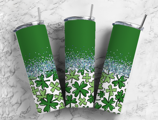 Glitter Four Leaf Clovers Stainless Steel Tumbler