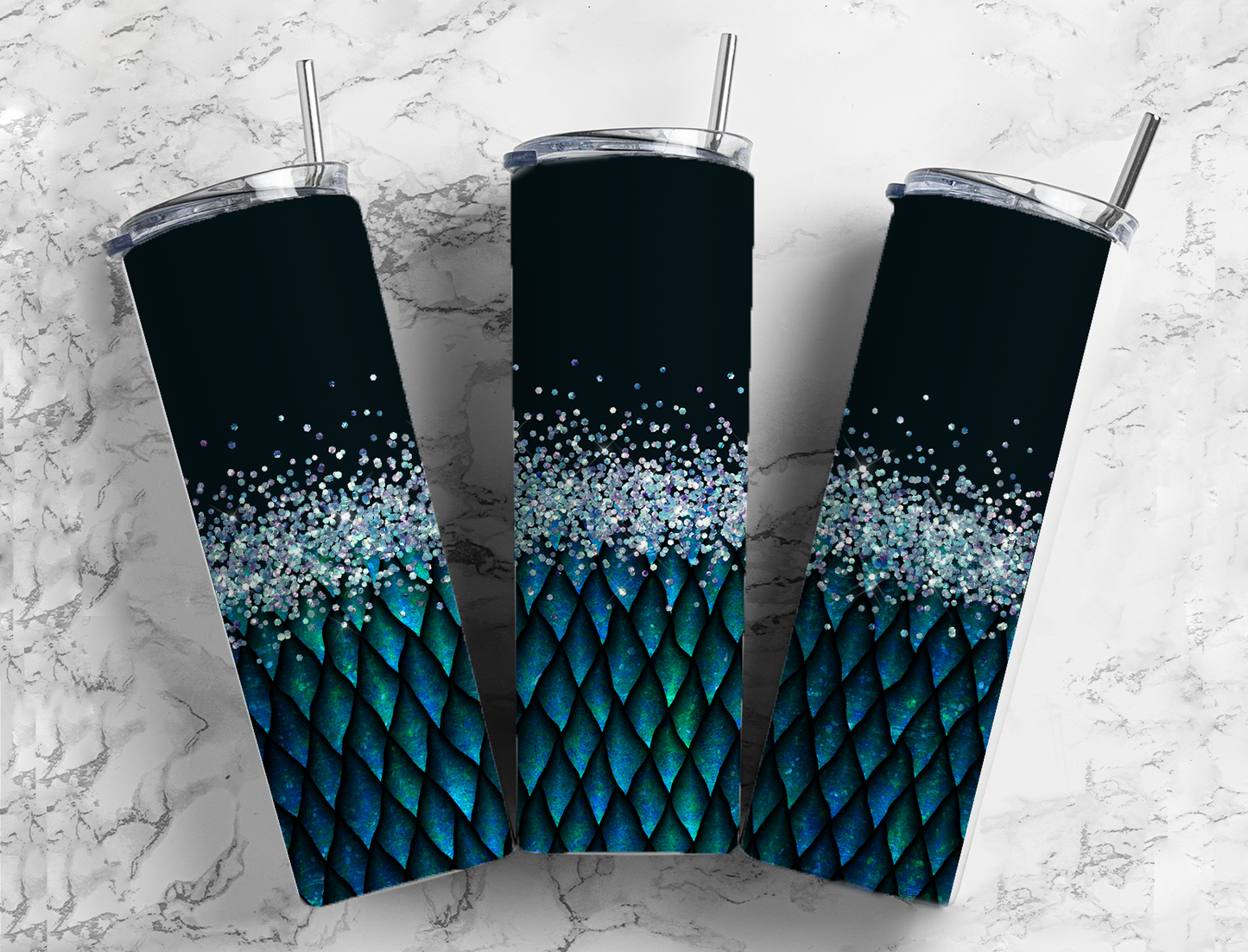 Glitter Dragon Scales Stainless Steel Tumbler