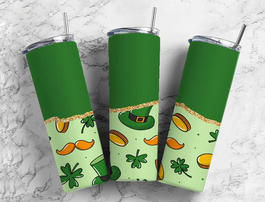 Split Gold Design- St. Patrick's Day Gold Stainless Steel Tumbler