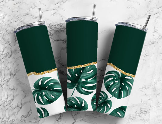 Split Gold design- Monstera Stainless Steel Tumbler