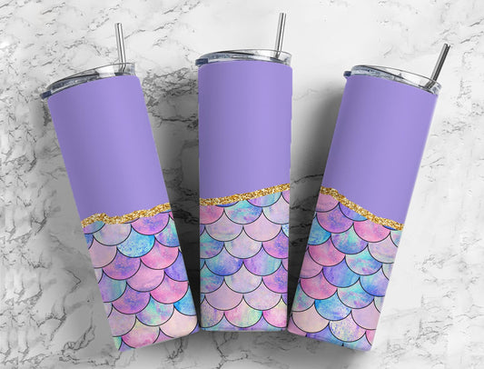 Split Gold Design-Mermaid Scales Stainless Steel Tumblers