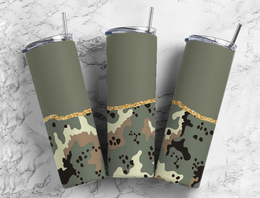 Split Gold Army Design Stainless Steel Tumbler