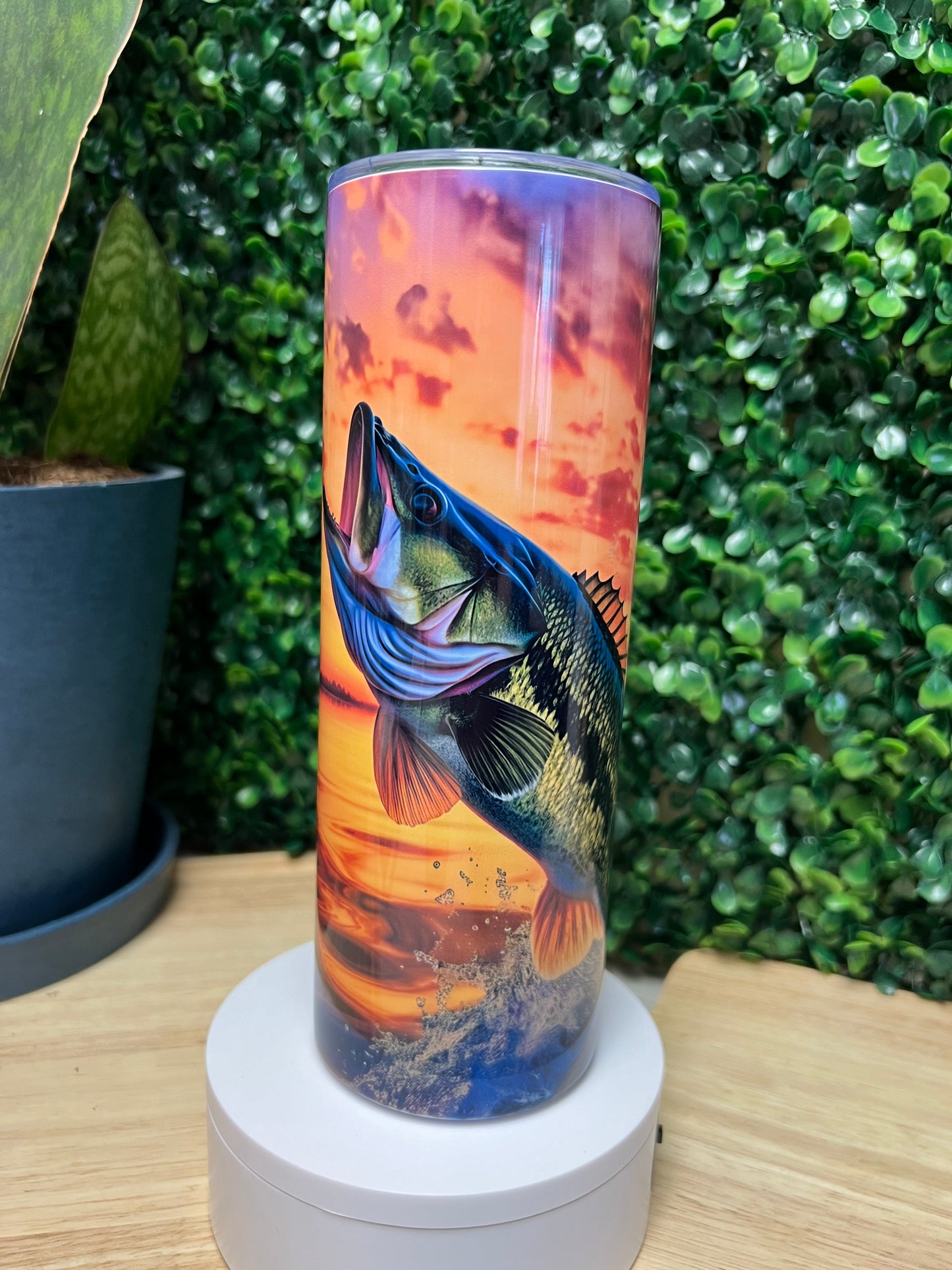 Bass Fish W/Sunset Stainless Steel Tumbler