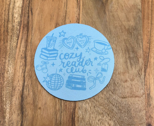 Cozy reader club drink coaster