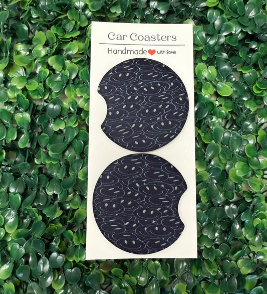 Smiley faces car cup coasters