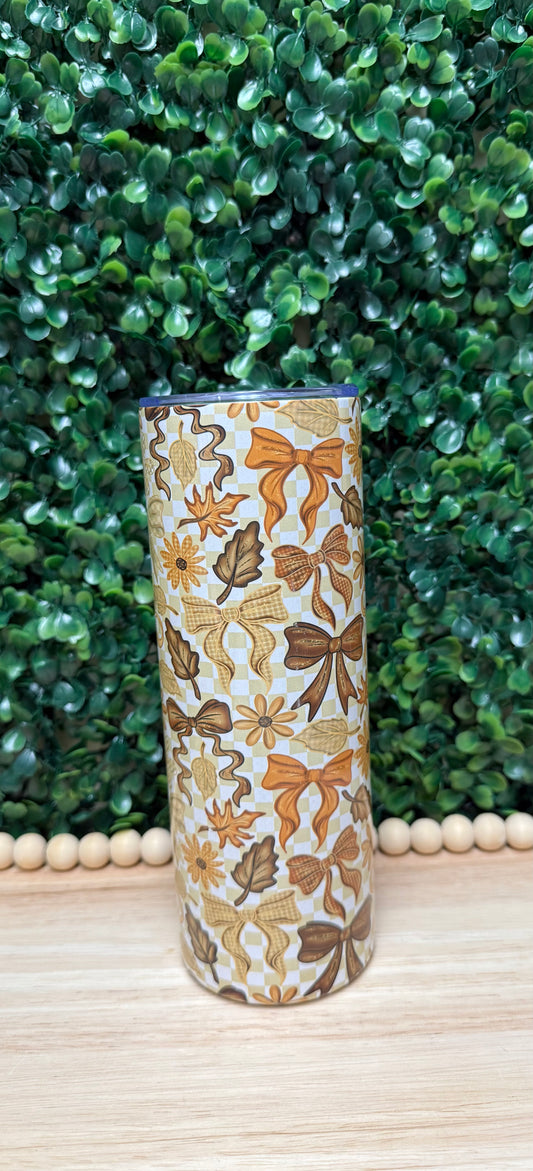 Preppy fall bows stainless steel tumbler