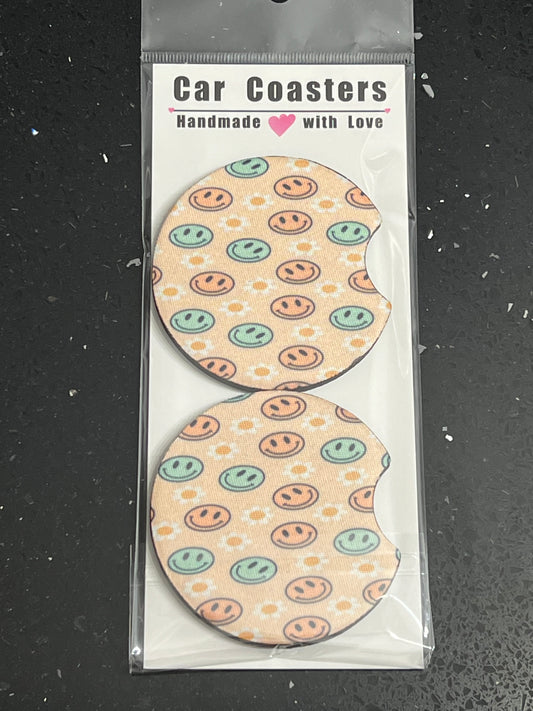 Smiley Face Car Cup Coasters