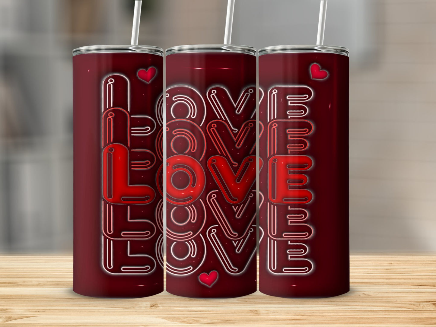 Inflated Maroon Love Stainless Steel Tumbler