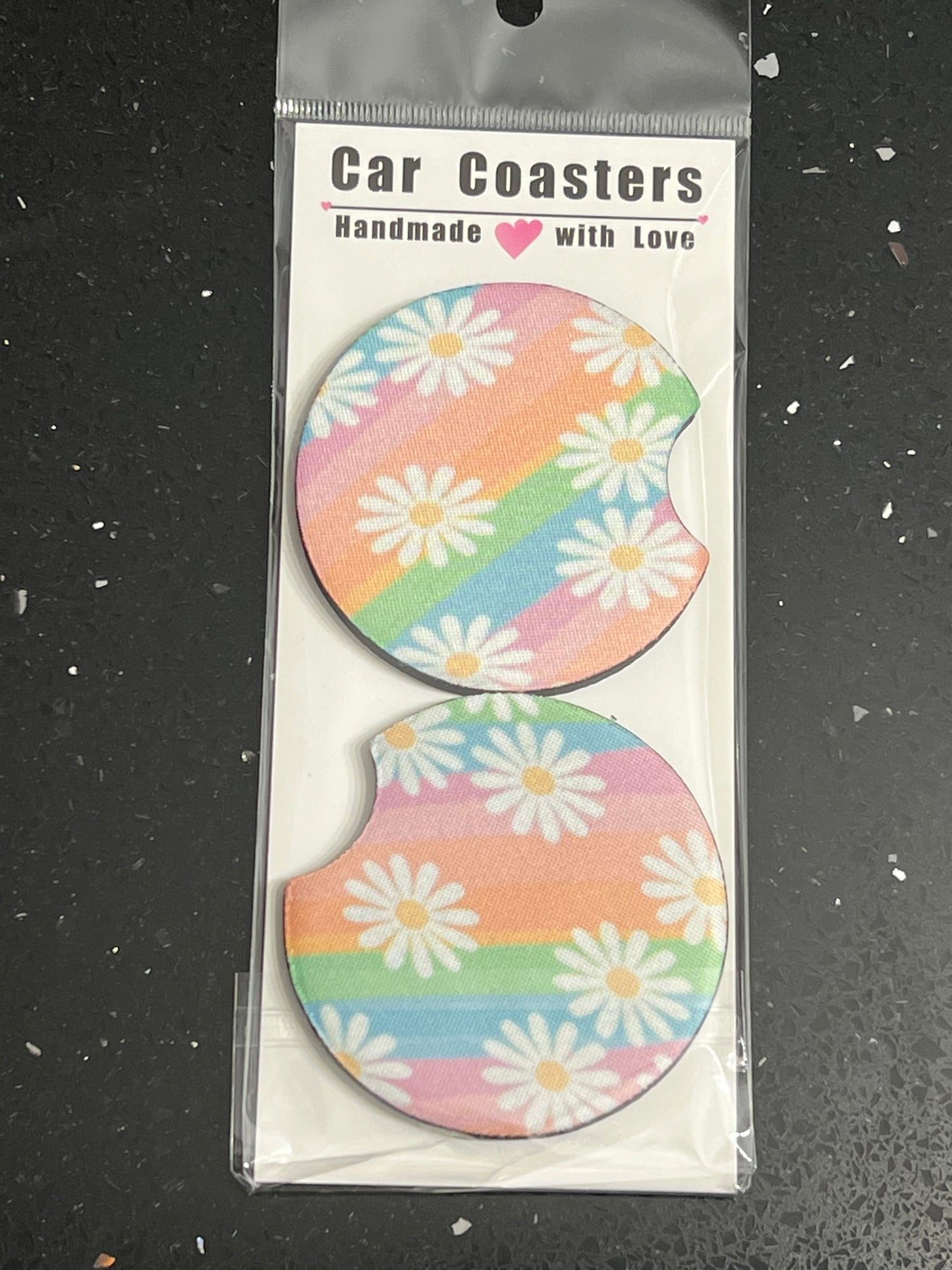 Rainbow Daisy Car Cup Coasters