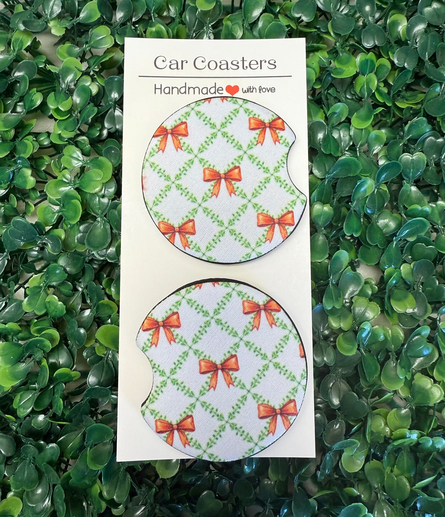 Red bows car cup coasters