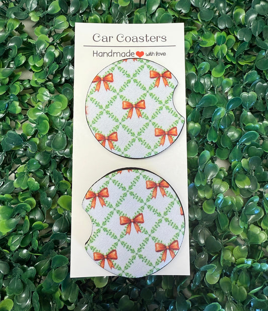Red bows car cup coasters