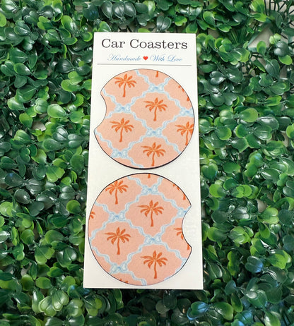 Coquette palm trees car cup coasters