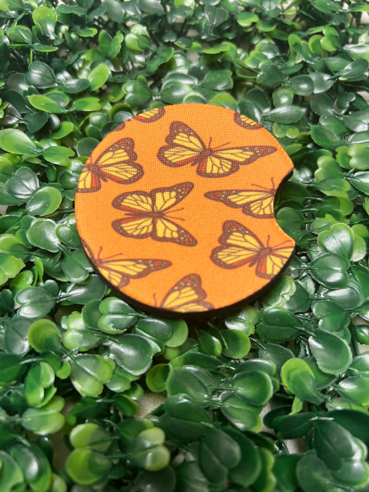 Yellow & Orange Butterfly Car Cup Coasters