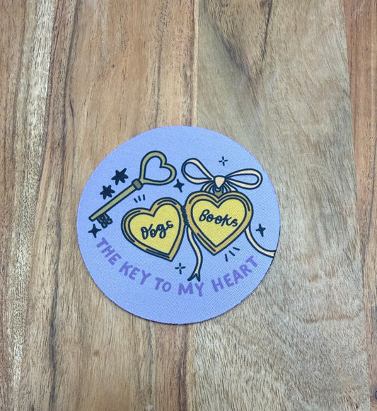 Dogs & books are the key to my heart drink coaster