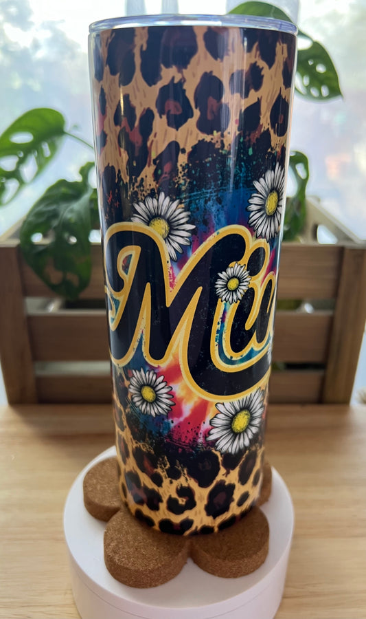 Mimi Cheetah & Daisies Stainless Steel Tumbler