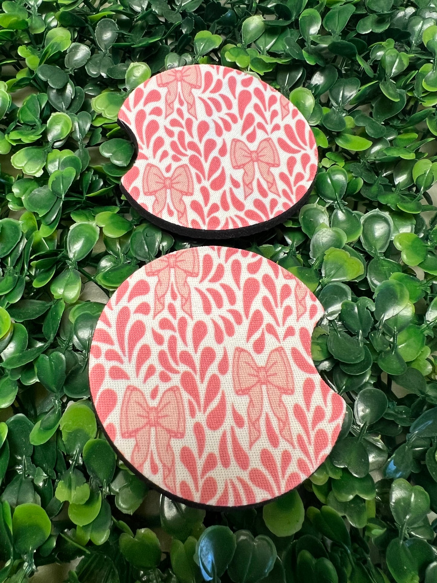 Pink Bows Talavera Car Cup Coasters