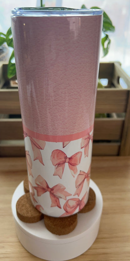 Split Pink Bows-Coquette Stainless Steel Tumbler