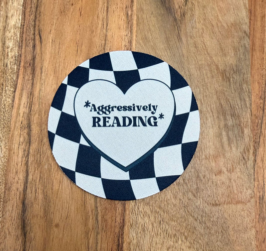 Aggressively reading drink coaster