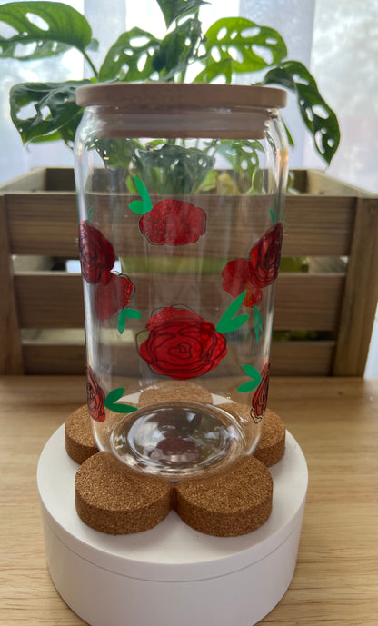 Red Rose Clear Glass