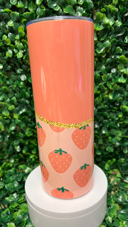 Split Gold Design- Strawberry Stainless Steel Tumbler