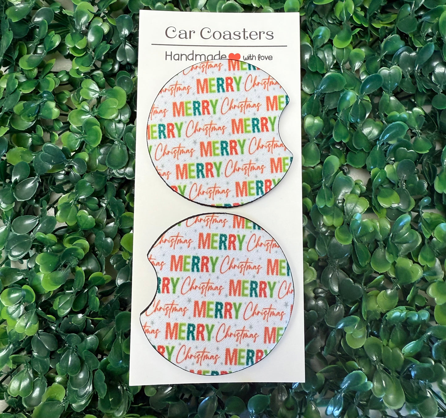 Merry Christmas car cup coasters